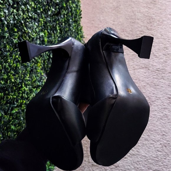 VEGAN LEATHER KNEE HIGH BOOTS WITH TOE STRAP - Picture 7 of 8